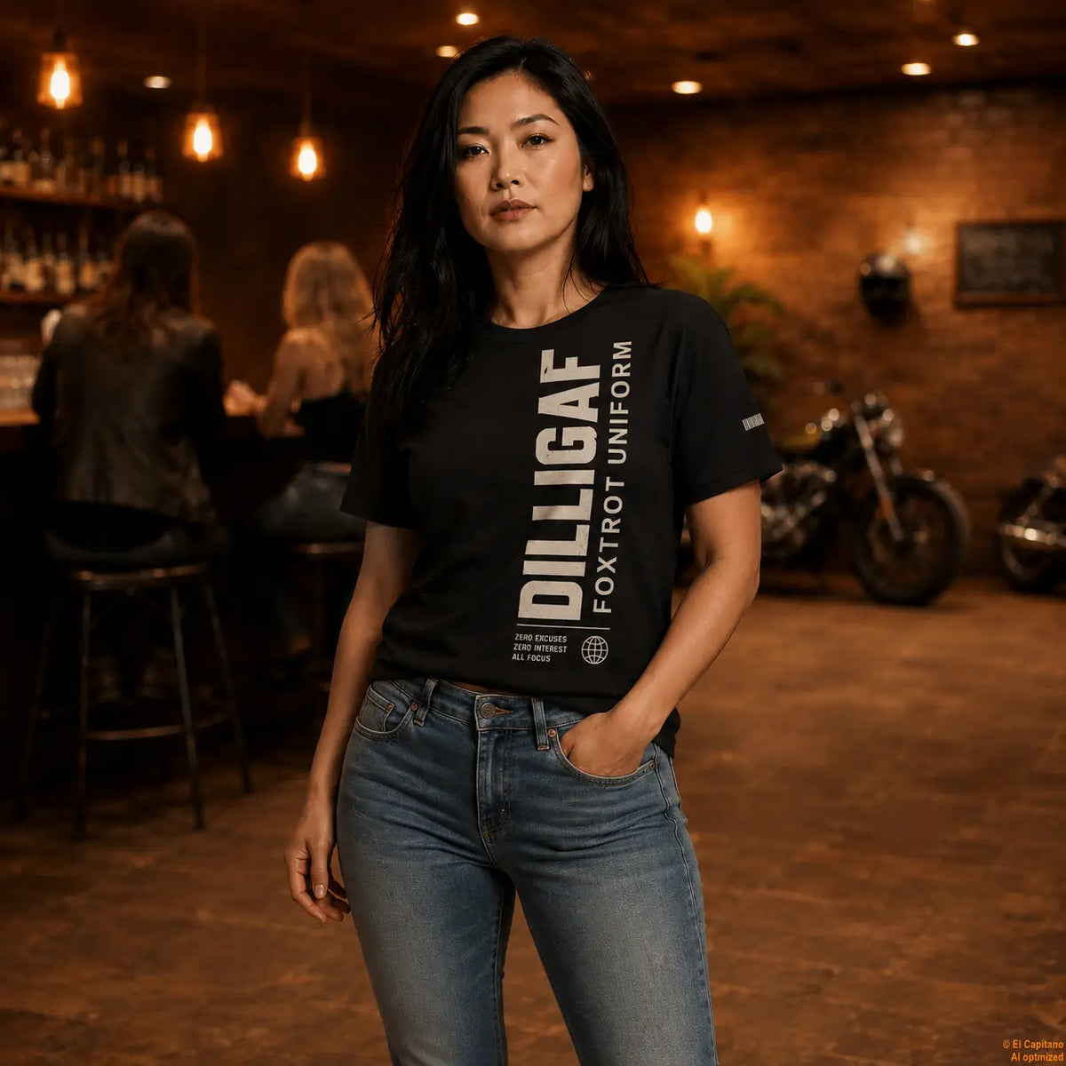 DILLI FU Tee – Señoras – Black – black_dilligaffu_front_frau_43543f67-3d4a-4709-b37e-de90a9fd4a3b – El Capitano