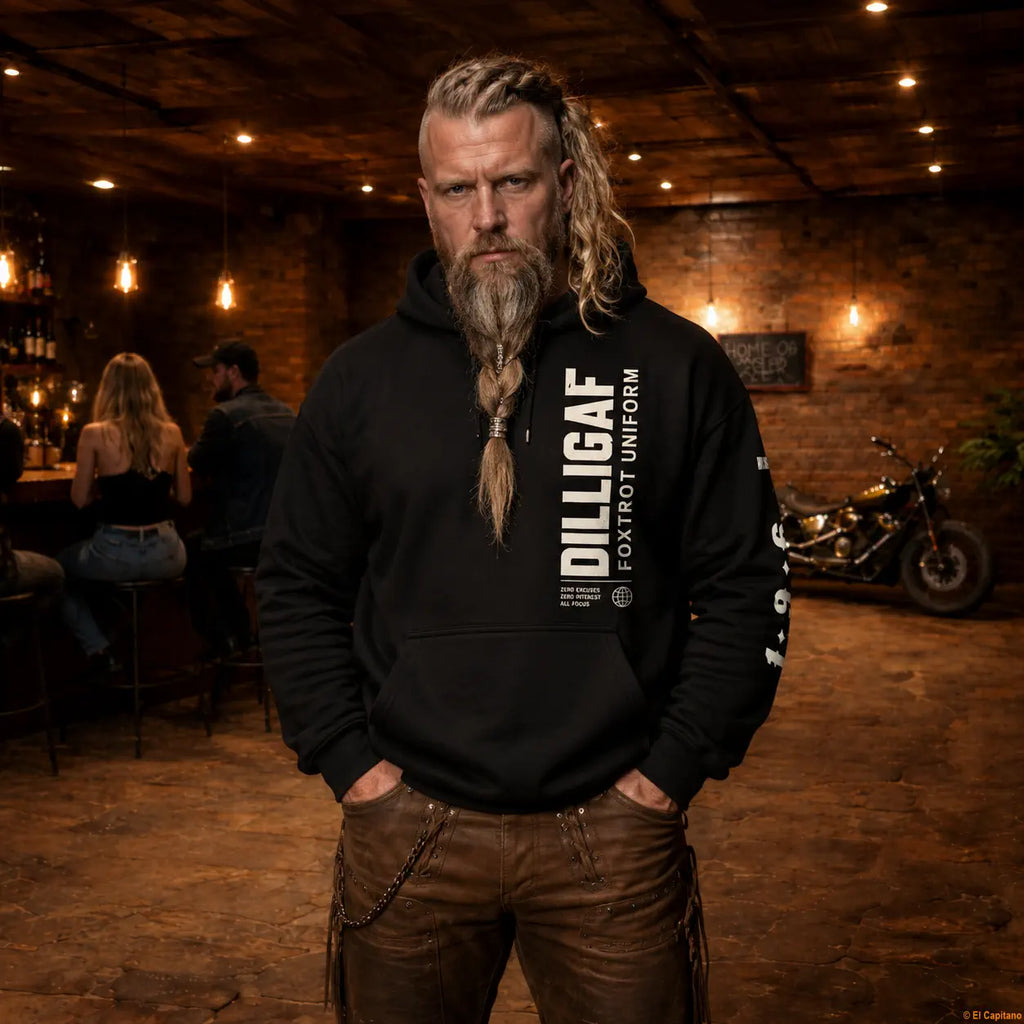 DILLIFU Hoodie - Caballeros – Black – black_dilligaffu_front_mann_d5fffda4-6ad5-4e6f-87f2-a6065225b0ca – El Capitano