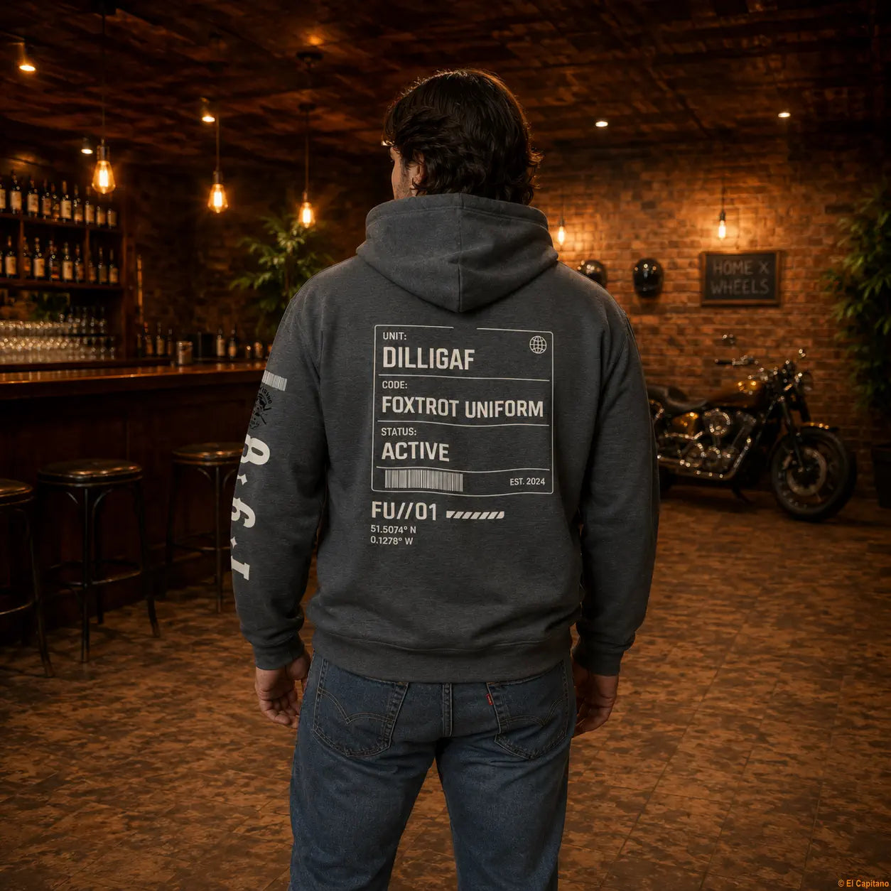 DILLIFU Hoodie - Caballeros – – dark-grey_dilligaffu_heck_mann – El Capitano