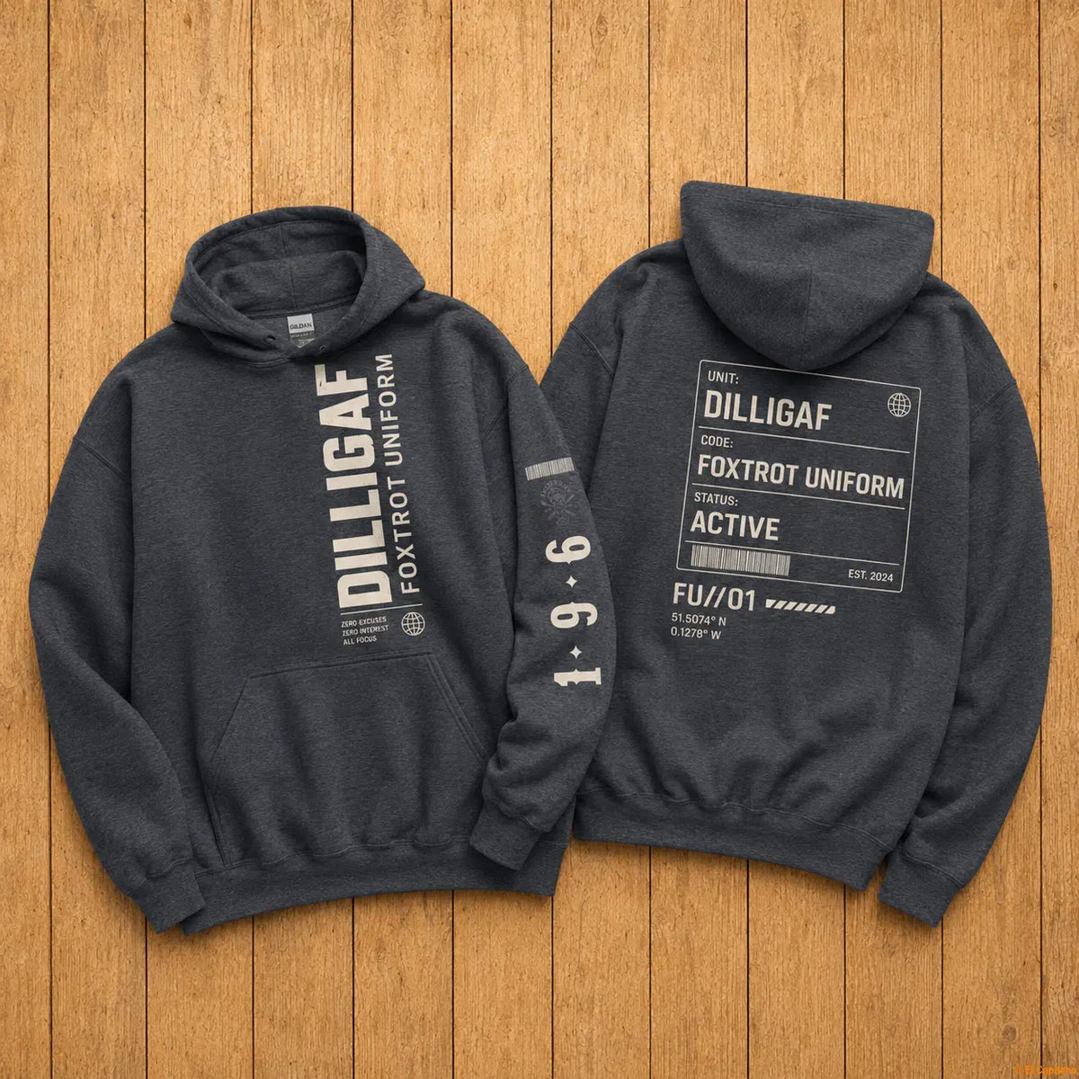 DILLIFU Hoodie - Caballeros – – dark-grey_dilligaffu_holz – El Capitano