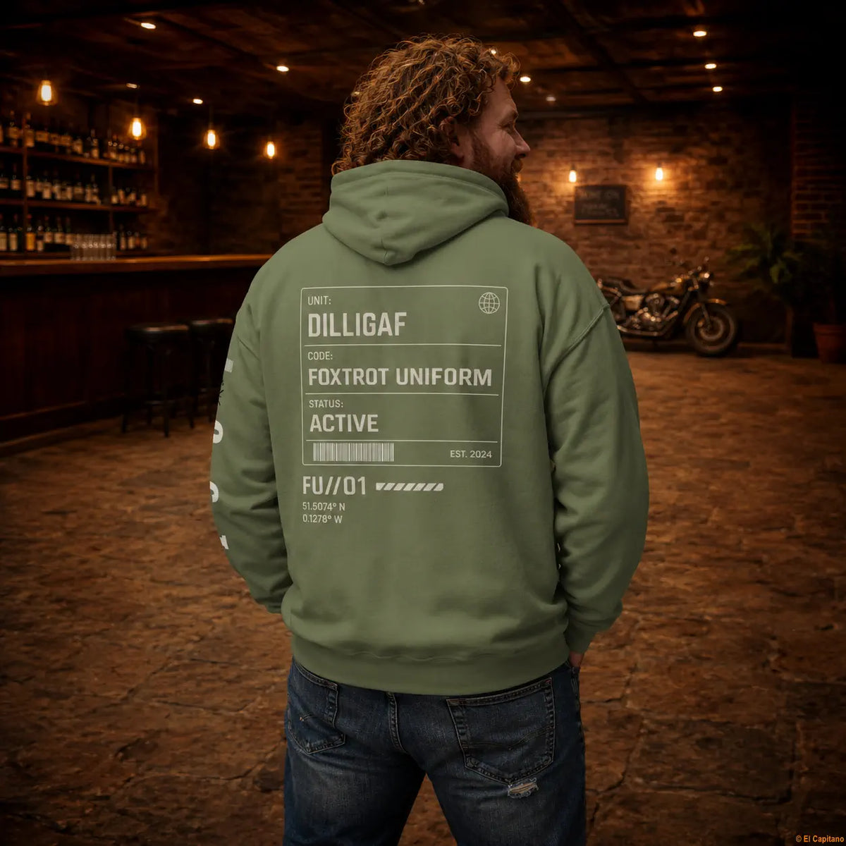 DILLIFU Hoodie - Caballeros – – military-green_dilligaffu_heck_mann – El Capitano