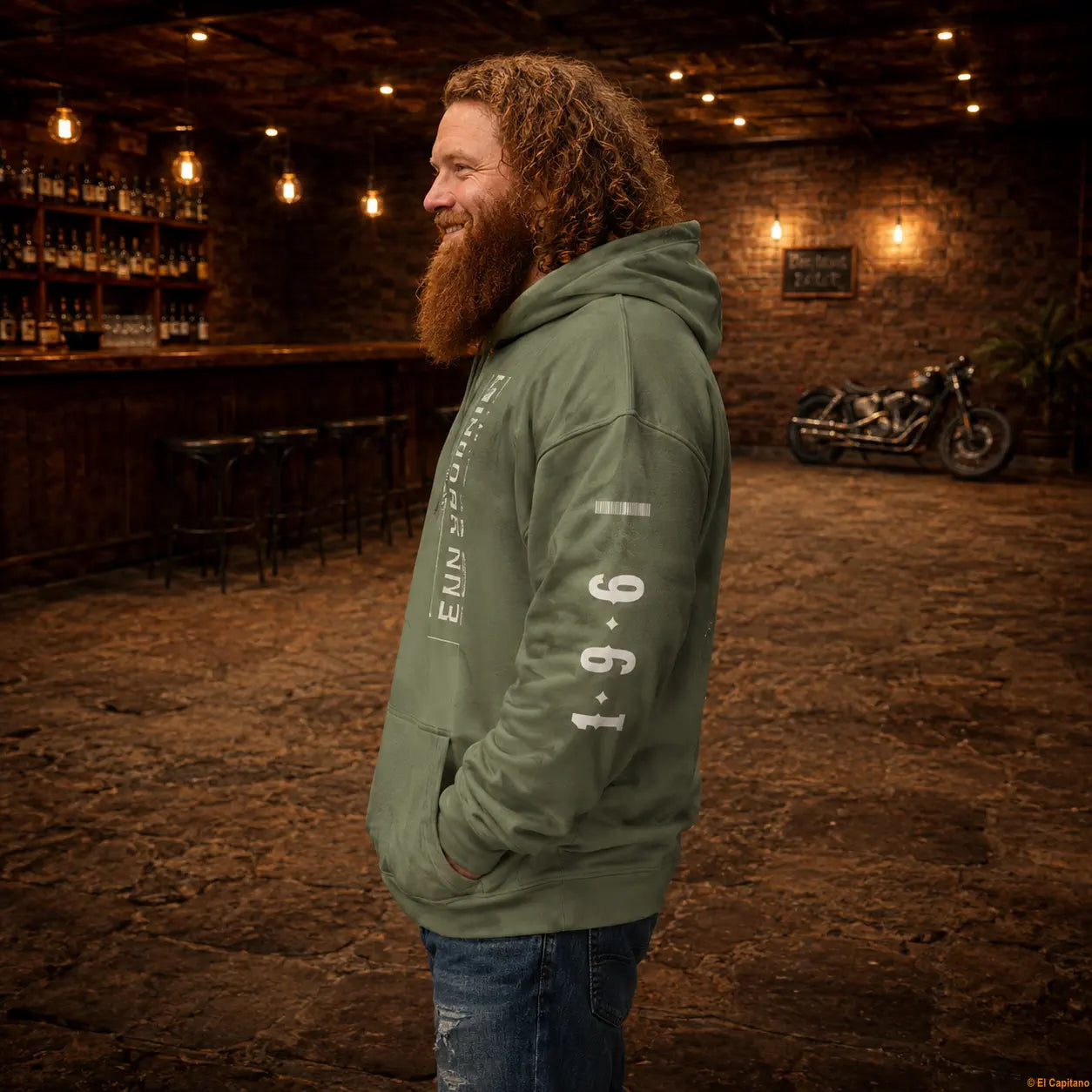DILLIFU Hoodie - Caballeros – – military-green_dilligaffu_seite_mann – El Capitano