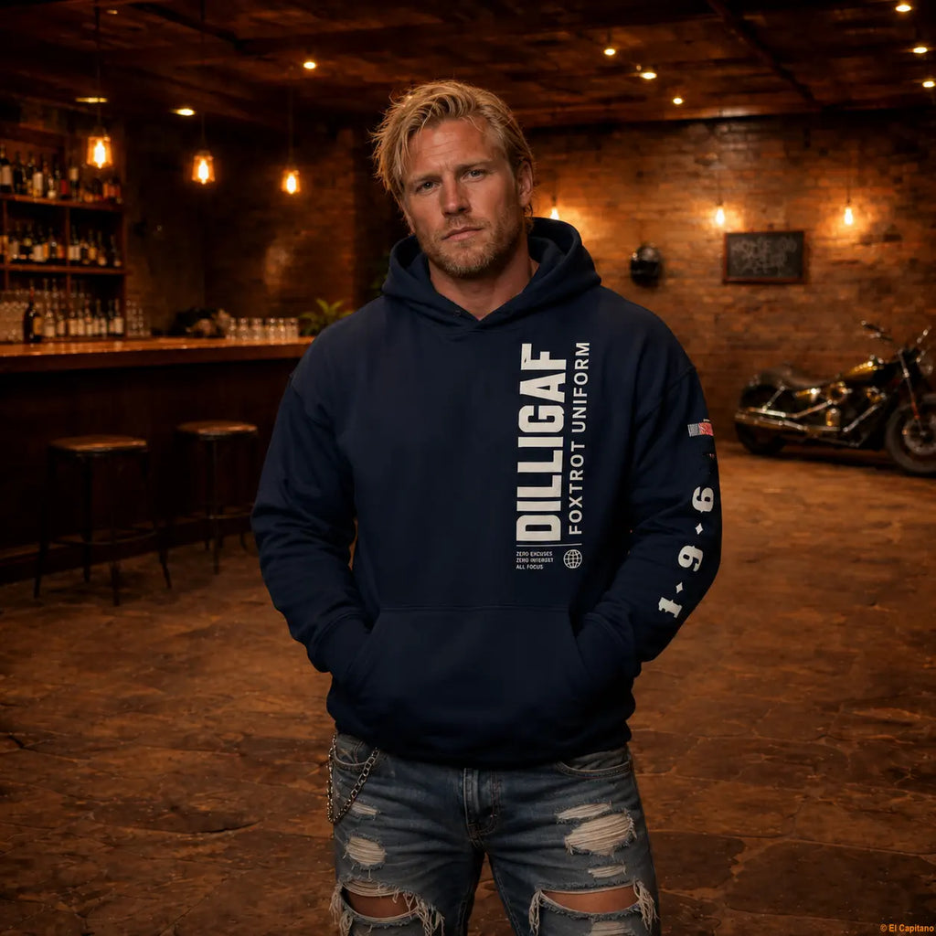 DILLIFU Hoodie - Caballeros – Navy – navy_dilligaffu_front_mann_805f32f6-4182-4eaa-8f0c-01efa8e45f9a – El Capitano