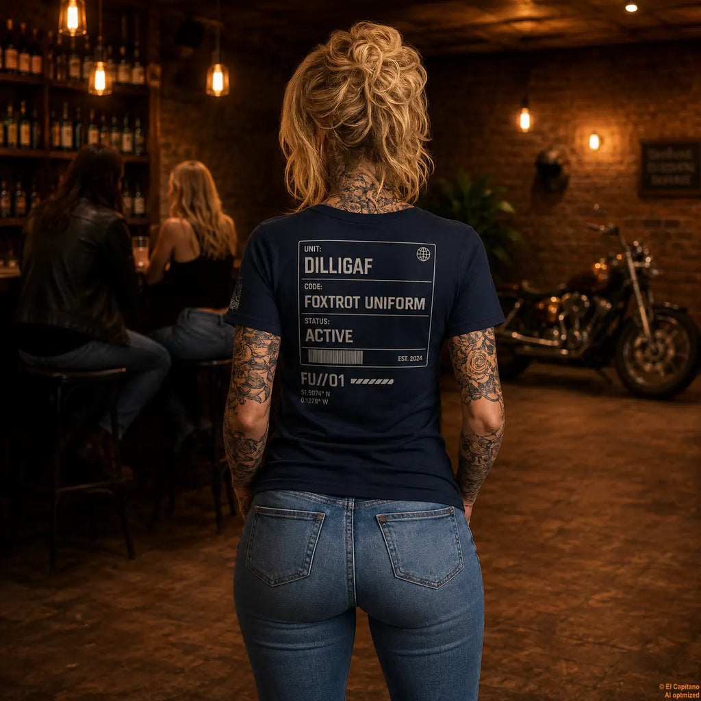 DILLI FU Tee – Señoras – – navy_dilligaffu_heck_frau – El Capitano