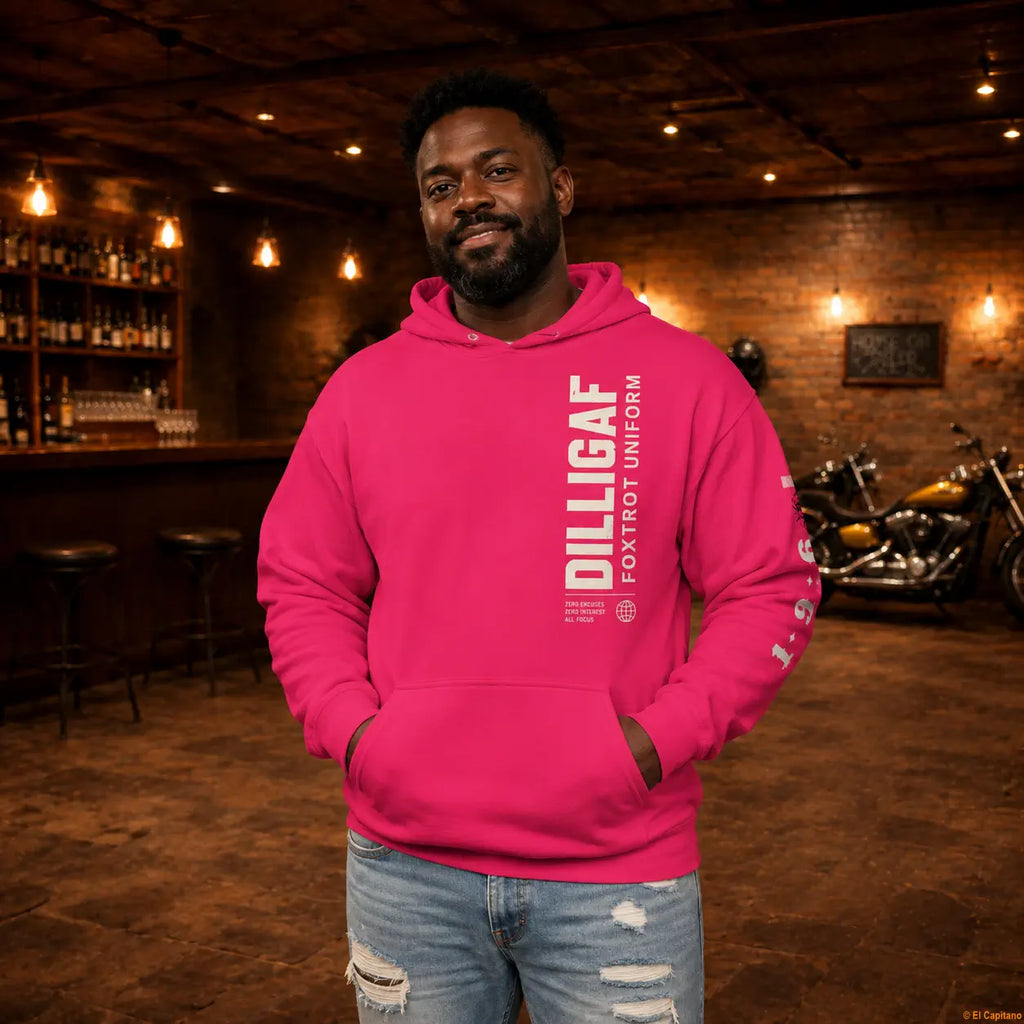 DILLIFU Hoodie - Caballeros – Punch Pink – punch-pink_dilligaffu_front_mann – El Capitano