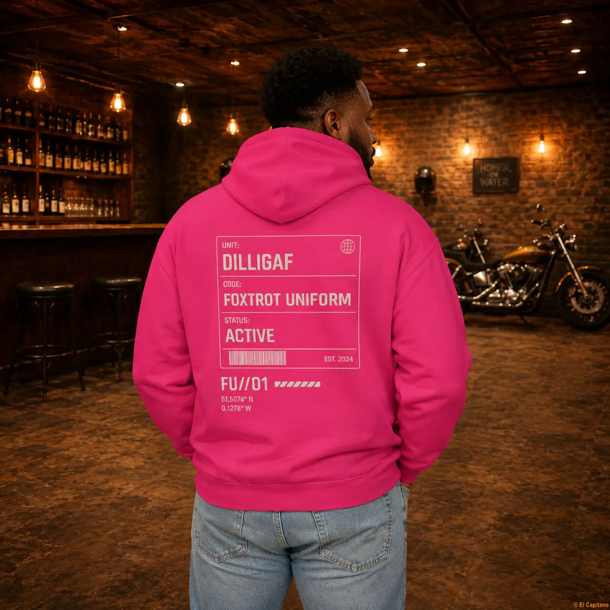DILLIFU Hoodie - Caballeros – – punch-pink_dilligaffu_heck_mann – El Capitano