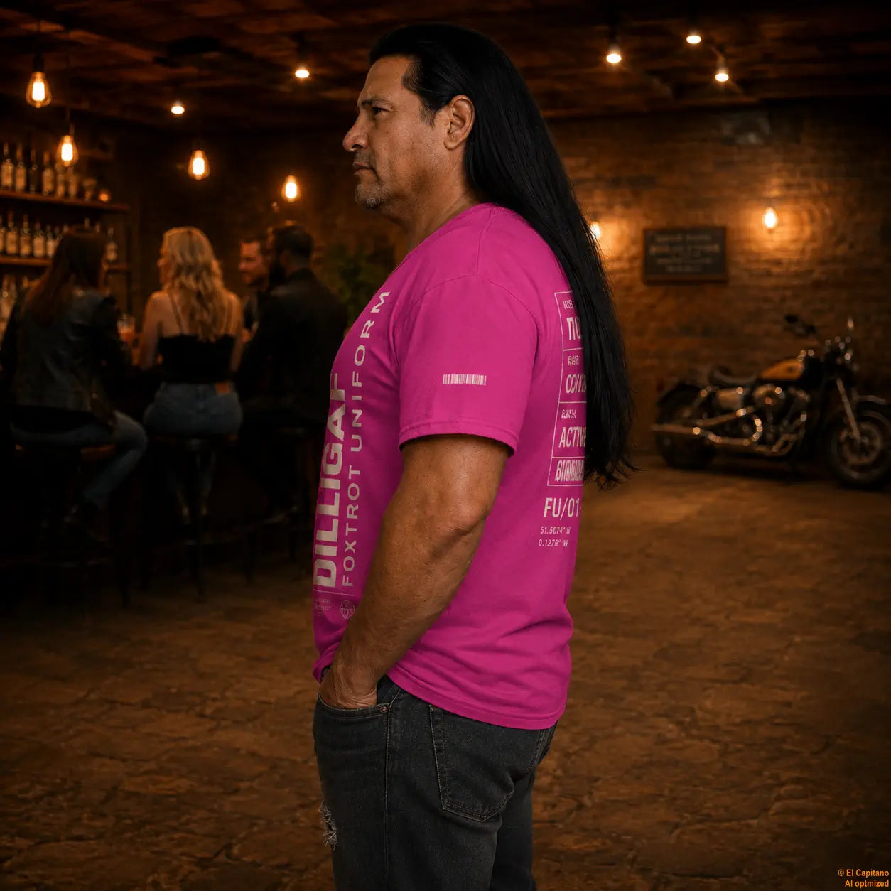 DILLI FU Tee - Caballeros – – punch_pink_dilligaffu_seite_mann – El Capitano