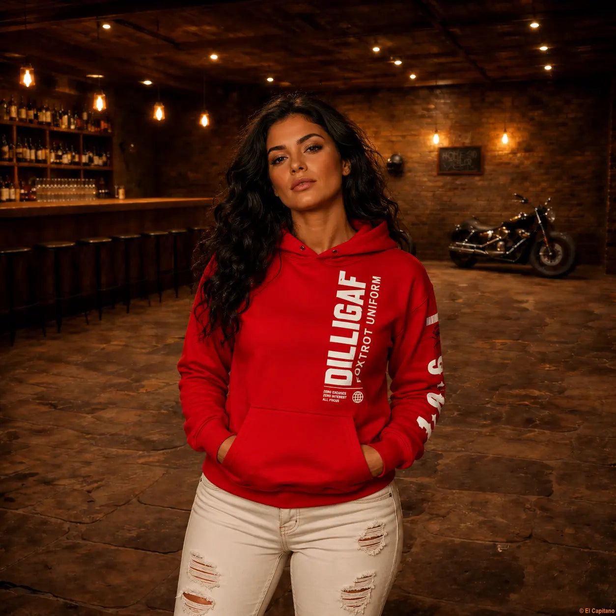 DILLIFU Hoodie - Señoras – Red – red_dilligaffu_front_frau_89b33a72-5254-4986-a2f0-fa7f1ffd36b7 – El Capitano