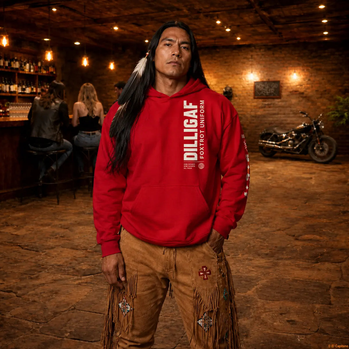 DILLIFU Hoodie - Caballeros – Red – red_dilligaffu_front_mann_f6973dc4-571e-4063-b1fe-3475eec37585 – El Capitano