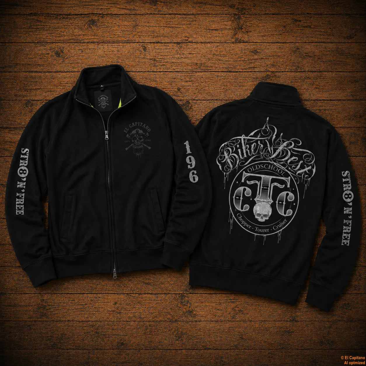 CTC Bikers Best Sweat Jacke – Caballeros – – schwarzaufholzikersbest2j – El Capitano