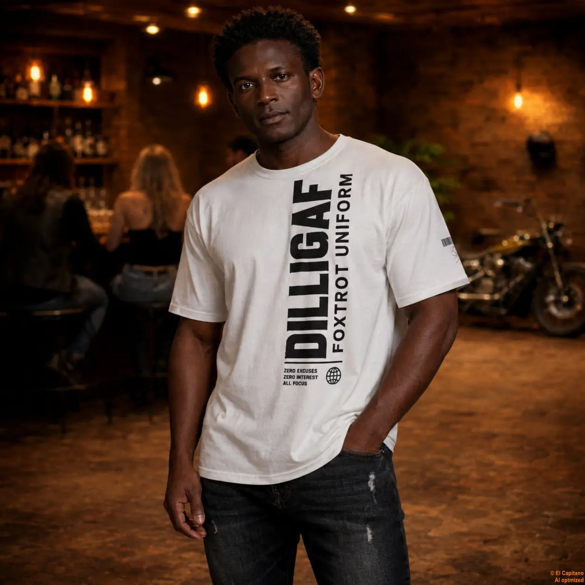 DILLI FU Tee - Caballeros – White – white_dilligaffu_front_mann – El Capitano